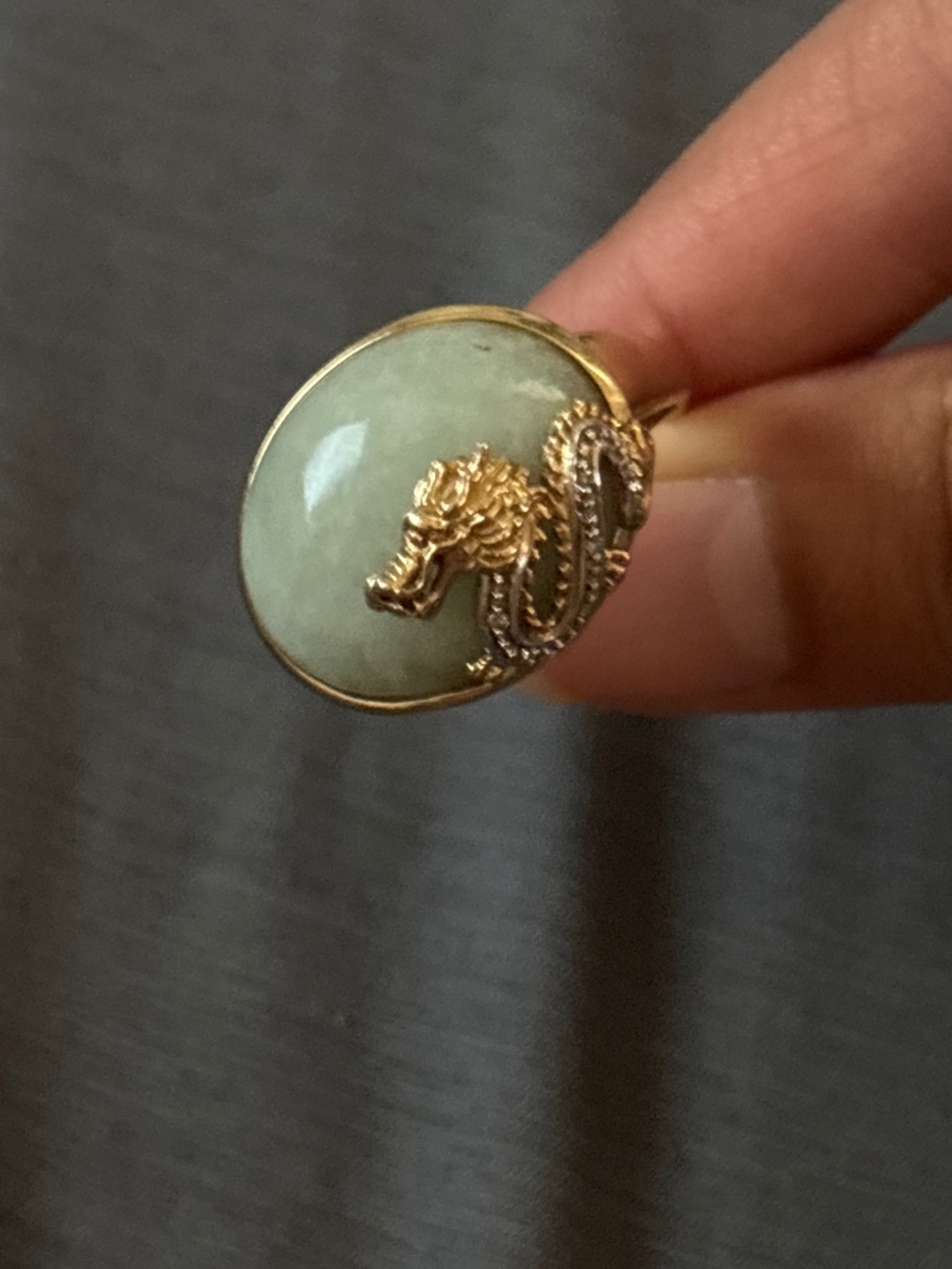 Gold Jade Dragon Ring